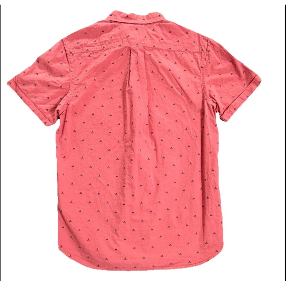 The North Face Mens Short Sleeve Button Up Shirt‎ Coral Tent Print Size Small